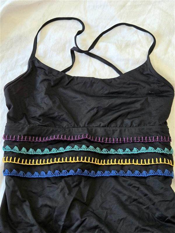 NWT Soluna S Embroidery Maillot Strappy Back 1Pc Swimsuit Black 130773