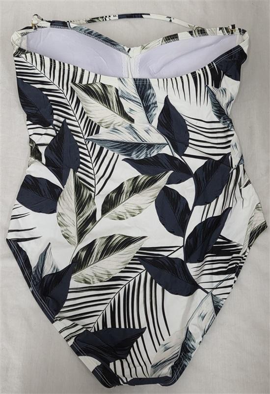 NWT La Blanca 12 Island Goddess Twist Front Blue Leaves 1Pc Swimsuit 130777