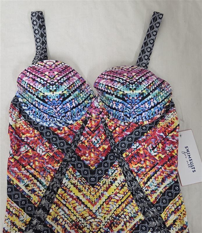 NWT Swimsuits For All 8 Macramé Underwire 1PC Swimsuit IKat Black 130779