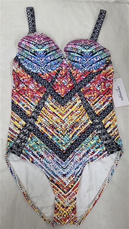 NWT Swimsuits For All 8 Macramé Underwire 1PC Swimsuit IKat Black 130779