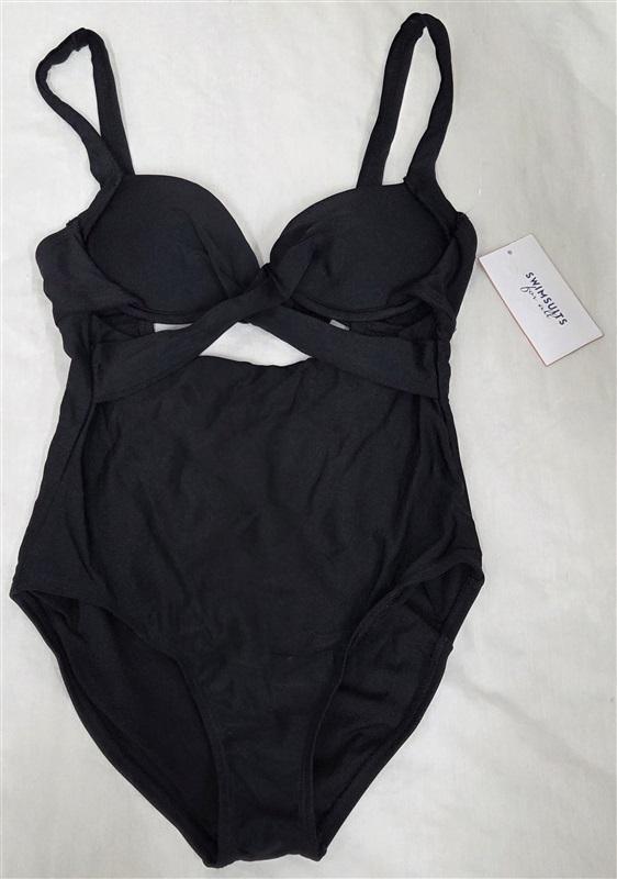 NWT Swimsuits For All 8 Black Sweetheart Cut Out Bombshell 1pc 130783
