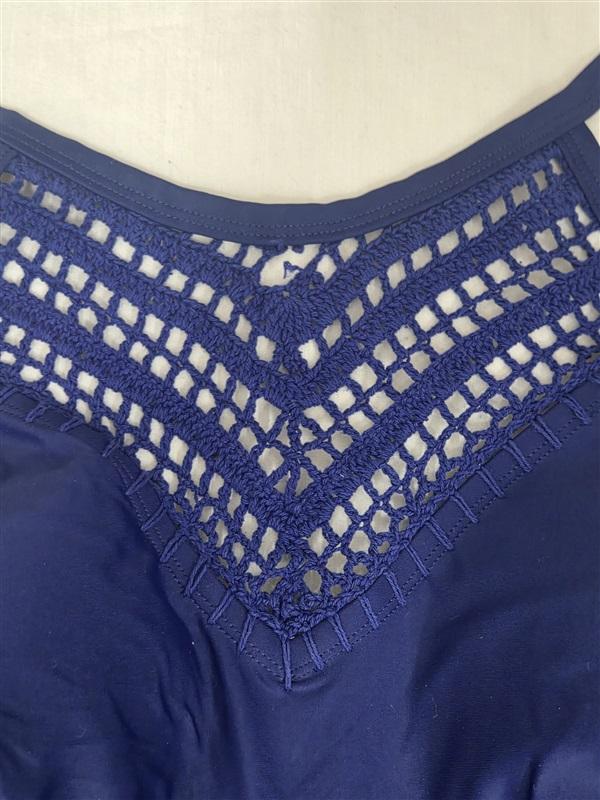 NWT Swimsuits for All 16 Crochet Neckline 1 Pc Swim dress Blue 130790