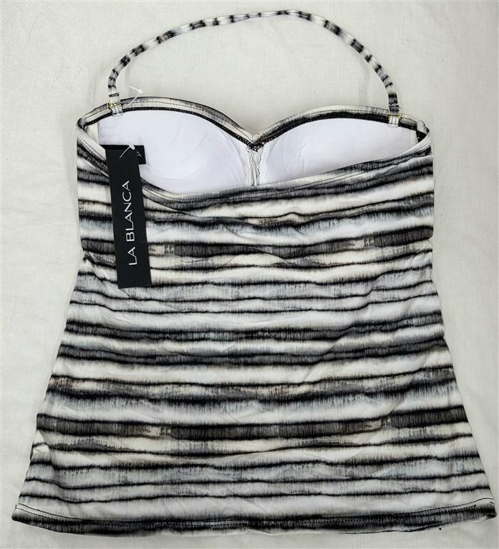 NWOT La Blanca Island Goddess 6 Stripe Twist Tankini Swim Top 130796