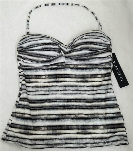 NWOT La Blanca Island Goddess 6 Stripe Twist Tankini Swim Top 130796
