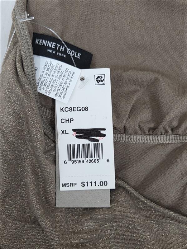 NWT Kenneth Cole XL Lurex Gold Solids Mio 1PC Swimsuit Gold Sparkle 130797