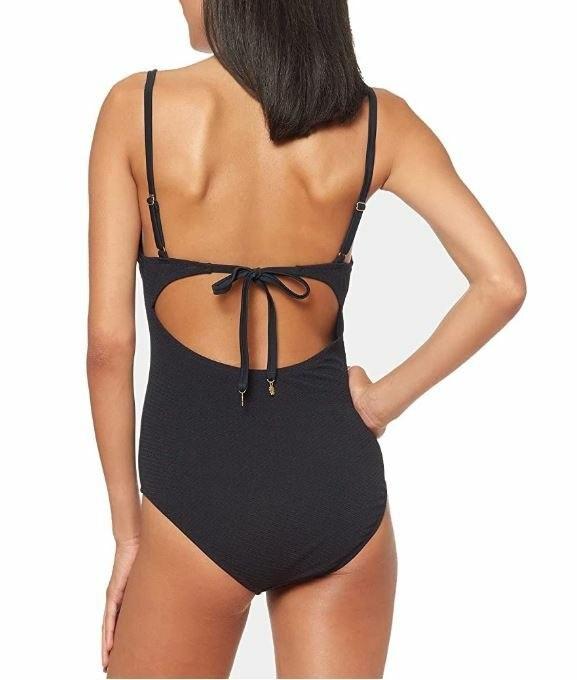 Jessica Simpson S Scallop Edge V-Wire Underwire 1PC Swimsuit Black 130798