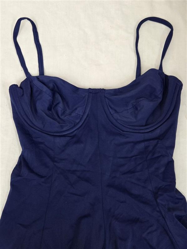 NWOT Norma Kamali S Underwire 1pc Swimsuit Dress Navy Blue 130802