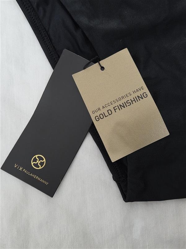 NWT Vix Paula Hermanny L Lucy Long Tie Black Bikini Bottom 130805