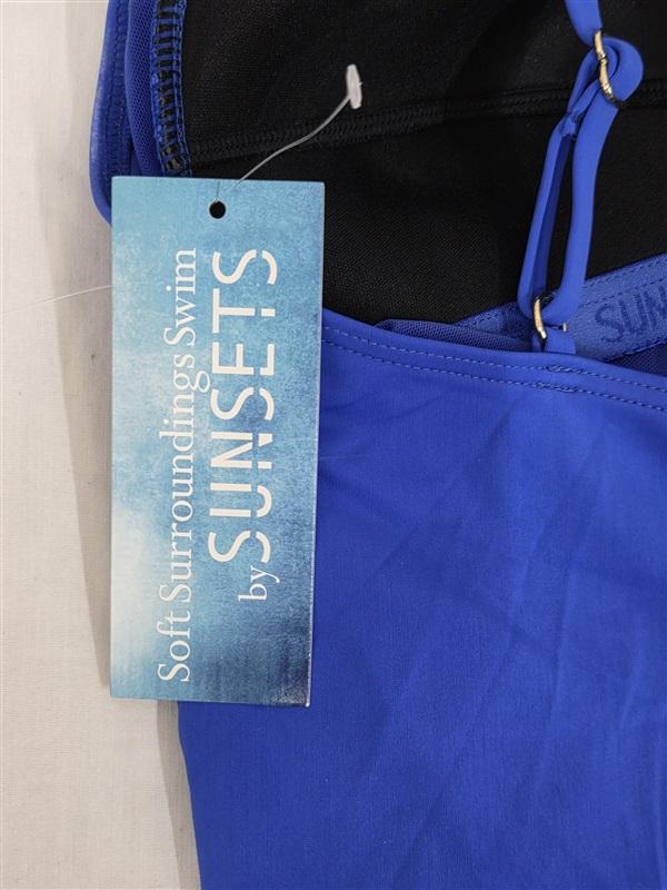 NWT Soft Surroundings Sunset S Blue Twist Tankini Top Solid 130806