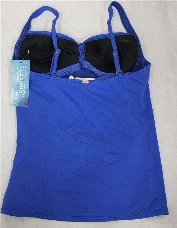 NWT Soft Surroundings Sunset S Blue Twist Tankini Top Solid 130806