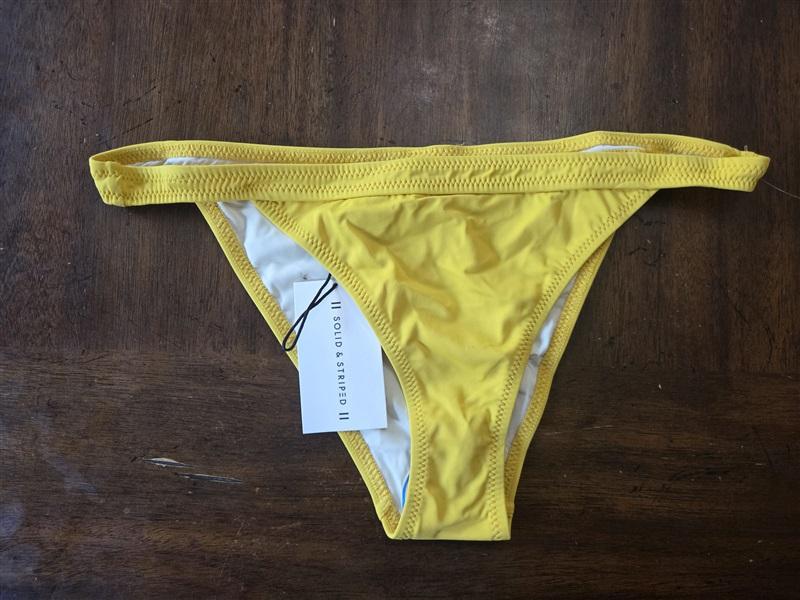 NWT Solid & Striped M Yellow Bikini Swim Bottom 130808