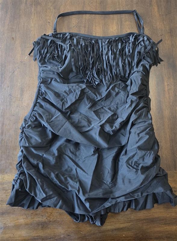 NWT Swimsuits For All 14 Bandeau Fringe Swim dress Black 130809