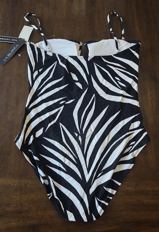 La Blanca 14 Sevilla Scarf U Wire Bandeau Plunge Zebra Swimsuit 130810