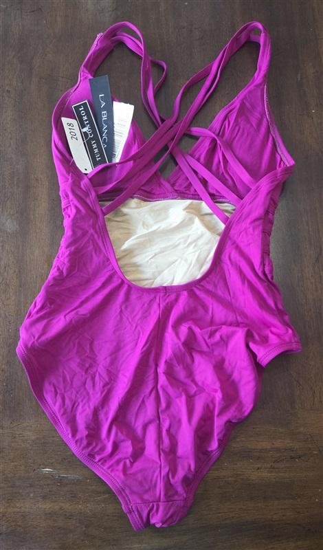 NWT La Blanca 10 Spectrum Magenta Cross Back Multi Strap 1PC Swimsuit 130812