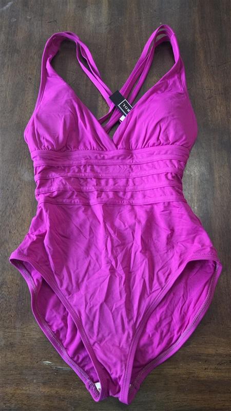 NWT La Blanca 10 Spectrum Magenta Cross Back Multi Strap 1PC Swimsuit 130812
