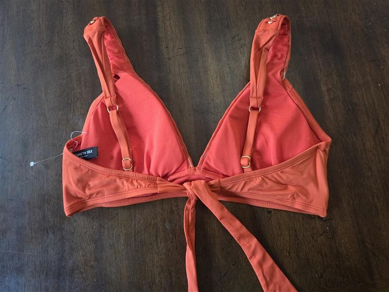 NWOT Kenneth Cole Large Chain Plunging V Neck Bikini Top Swimsuit 130820