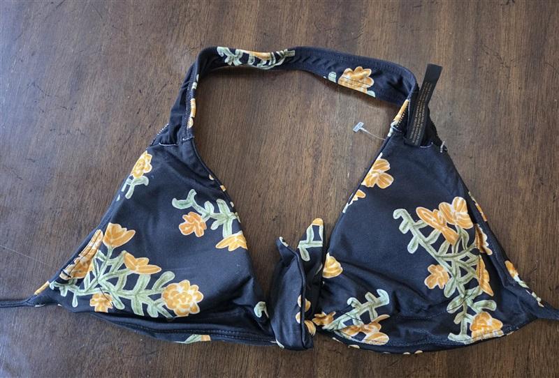 NWT Vix Paula Hermanny M Yellow FlowerTriangle Bikini Swim Top 130824