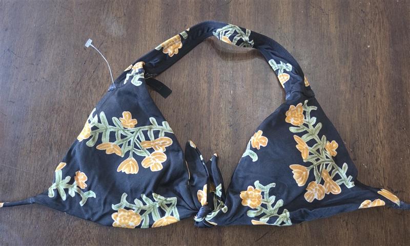 NWT Vix Paula Hermanny M Yellow FlowerTriangle Bikini Swim Top 130824