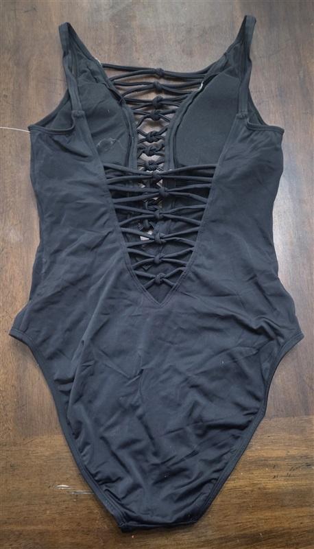 NWT Bleu by Rod Beattie SZ 14 Lace-Up Knotty 1PC Black Swimsuit 130837