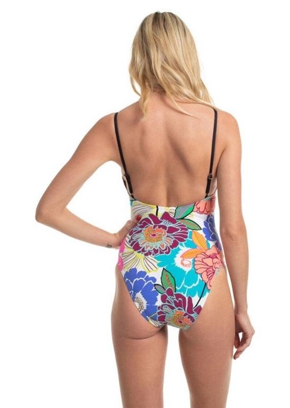 NWT Trina Turk 8 Radiant Blooms Floral High Leg Maillot 1PC Swimsuit 130839