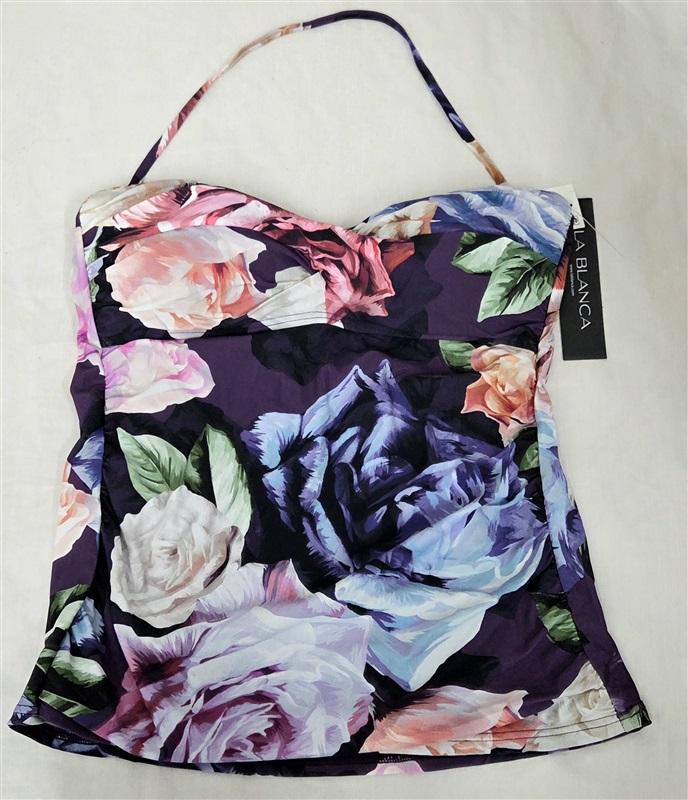 NWT La Blanca Island Goddess 14 Floral Twist Tankini Swim Top 130841