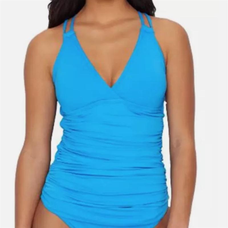 NWT La Blanca 12 Island Goddess Blue Tankini Swim Top 130842