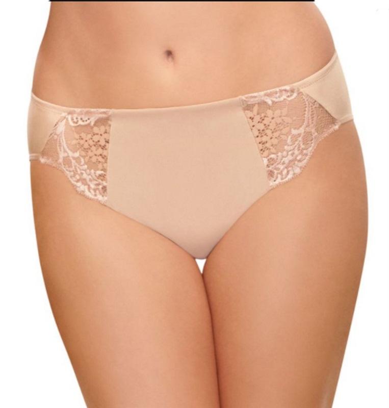 NWT Wacoal Med 841257 Lace Impression High Cut Brief Beige 130865