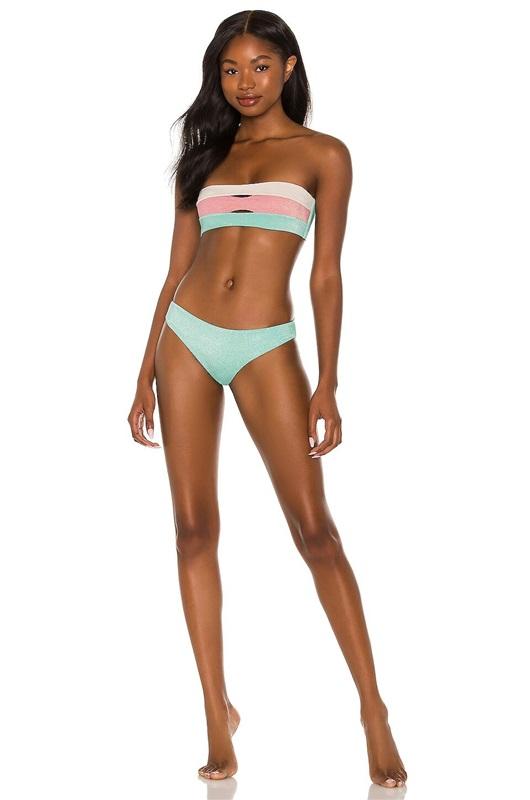 NWOT Pilyq Divine D Color Block Halter Bandeau Bikini Swim Top 130904