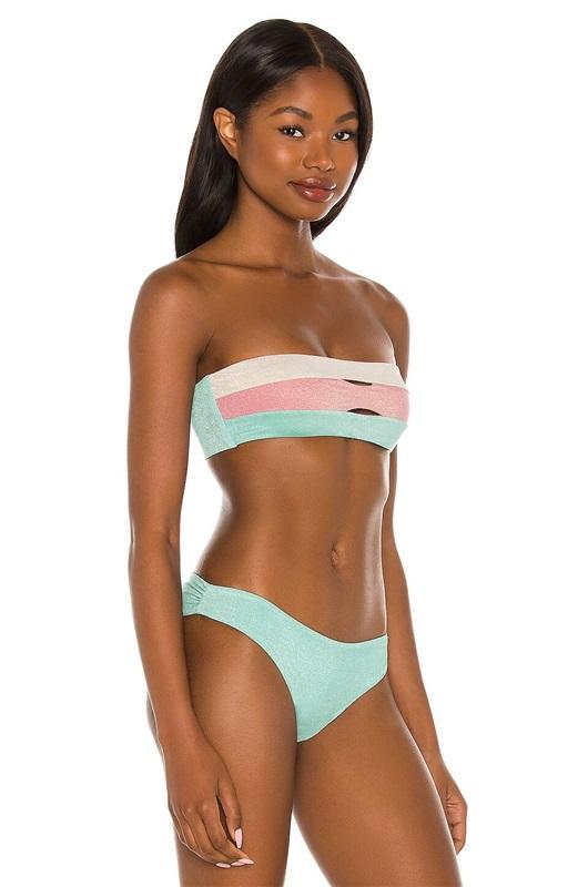 NWOT Pilyq Divine D Color Block Halter Bandeau Bikini Swim Top 130904