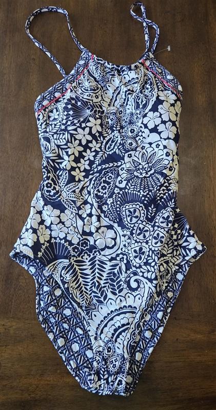 NWOTD Tommy Bahama 12 Navy Paisley Reversible 1PC Swimsuit 130907
