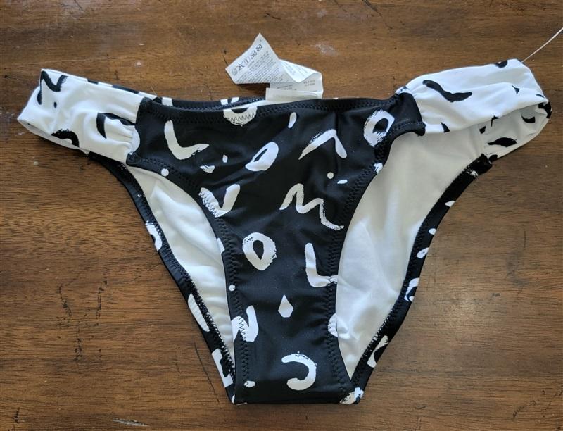 NWT Volcom L Hipster Tag UR It Black White Logo Bikini Bottom 130918