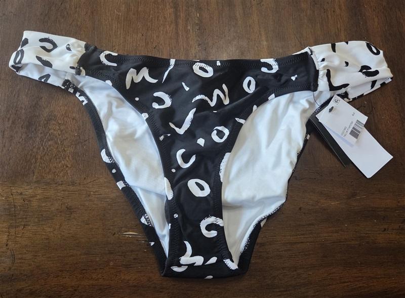 NWT Volcom L Hipster Tag UR It Black White Logo Bikini Bottom 130918