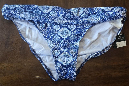 NWT Ralph Lauren 16 Beach Fold Over Hipster Swim Bottom Blue White 130919