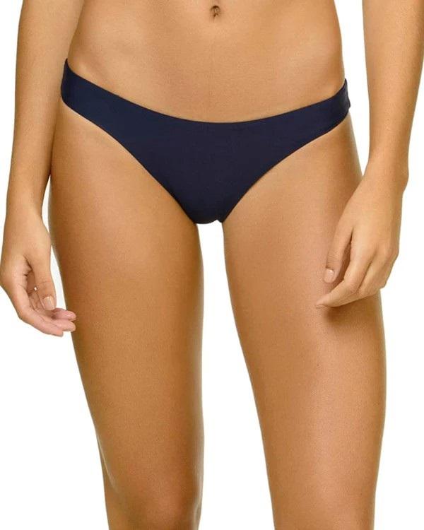 NWT Pilyq Atlantis L Navy Solid Cheeky Ruched Bikini Swim Bottoms 130923