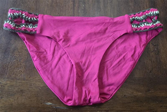 NWOT Becca M Delilah Crochet Side Hipster American Bikini Bottom Pink 130924