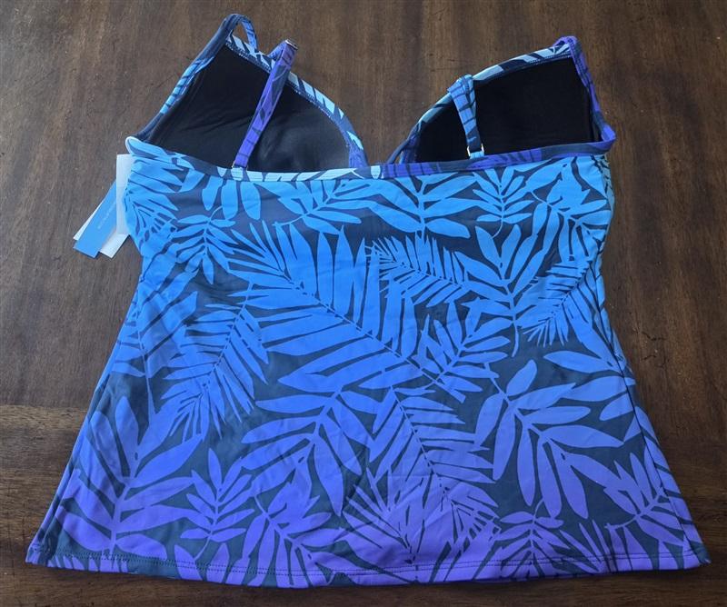 NWT Bleu Rod Beattie 14 Palm-Print Lattice-Front Push-Up Tankini Top 130926