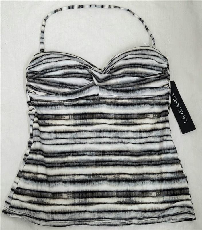 NWOT La Blanca Island Goddess 4 Stripe Twist Tankini Swim Top 130932