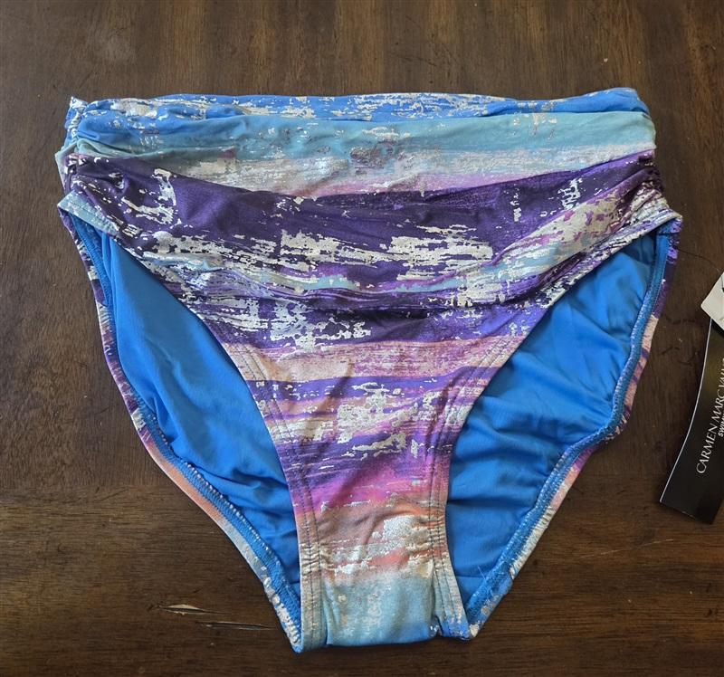 NWT Carmen Marc Valvo M Passion Fruit Hi Waist Bikini Swim Bottom 130944