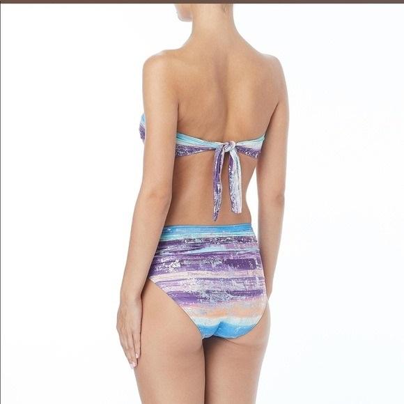 NWT Carmen Marc Valvo M Passion Fruit Hi Waist Bikini Swim Bottom 130944