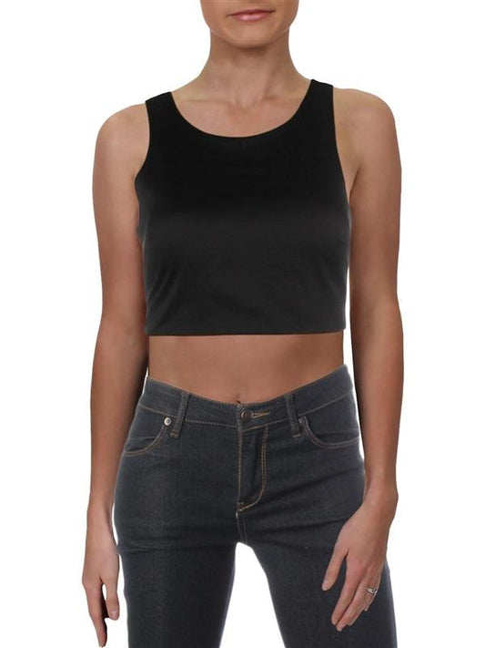 NWT Sequin Hearts Sz 3 Sleeveless Scoop Neck Crop Top Black 130970