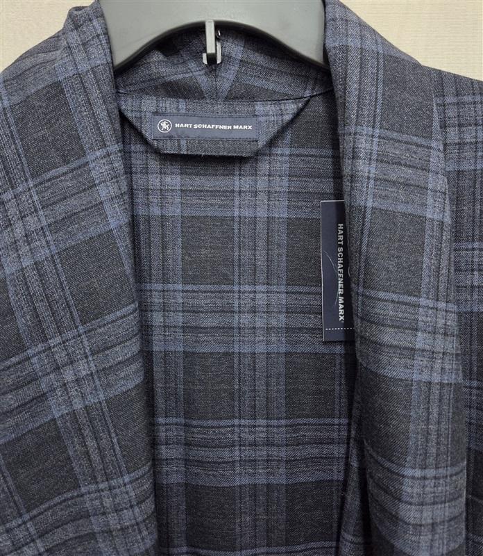 NWT Hart Shaffner Marx L/XL Navy Plaid Men's Long Shawl Collar Robe 130993