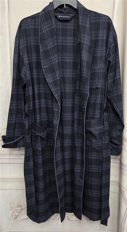 NWT Hart Shaffner Marx L/XL Navy Plaid Men's Long Shawl Collar Robe 130993