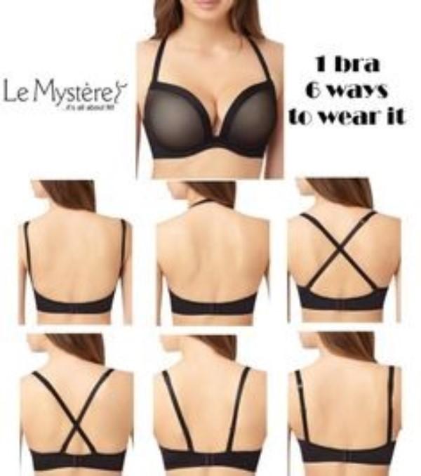 NWT Le Mystere 32G Shimmer Mesh 9233 Push Up Plunge Bra Black 131002