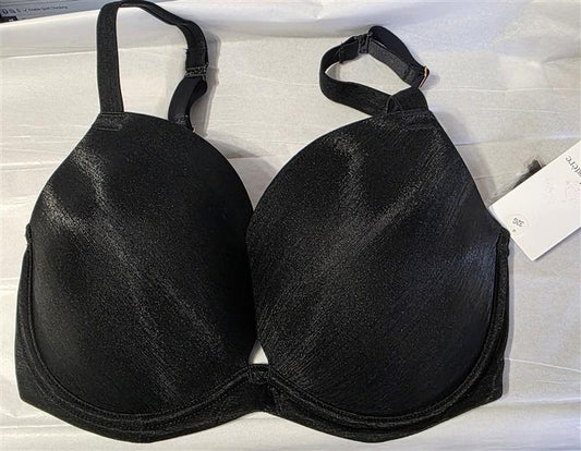 NWT Le Mystere 32G Shimmer Mesh 9233 Push Up Plunge Bra Black 131002