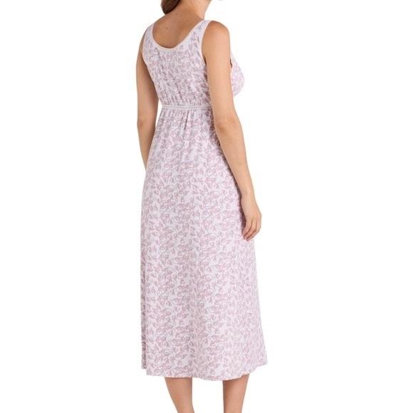 Miss Elaine 3X Pink Leaves Long Keyhole Fitted Nightgown 131016