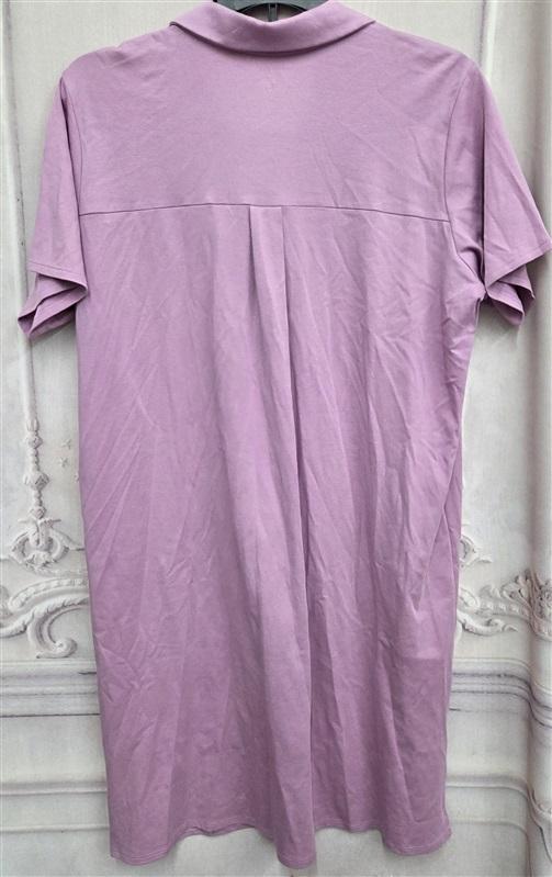 NWT Eileen Fisher L Frill Notch Collar Sleep Dress Button Up Night Gown 131021