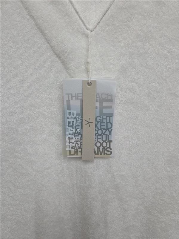 NWt Barefoot Dreams S-M Cozy Terry Double V-Neck Caftan White 131034