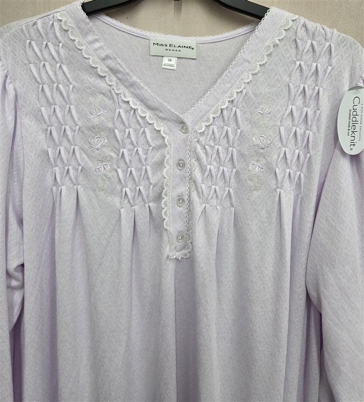 NWT Miss Elaine 3X Honeycomb Pointelle Cuddle Knit Nightgown Purple 131086