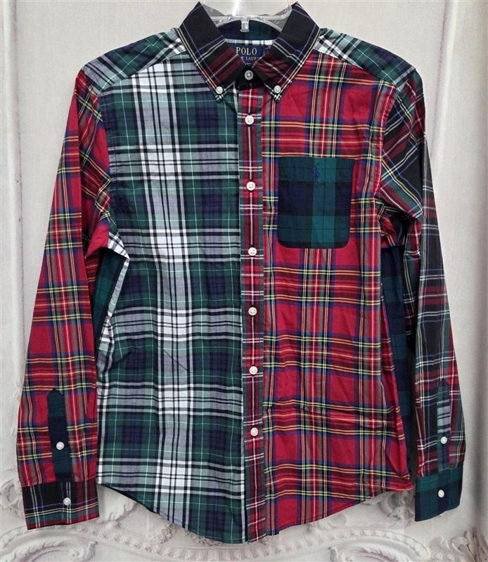 NWT Ralph Lauren L 14-16 Boys Plaid Oxford Fun Long-Sleeve Shirt 131088
