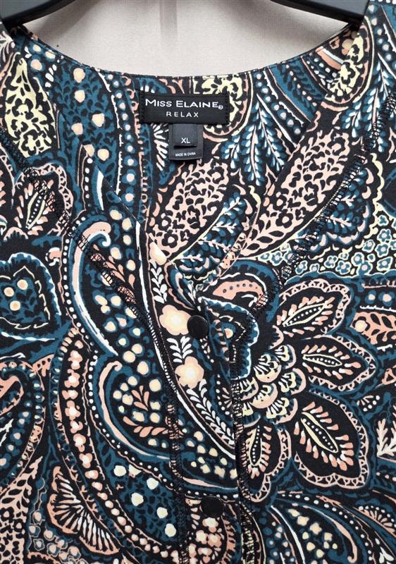 NWT Miss Elaine XL Snap Front Robe Paisley Knit Loungewear 131090